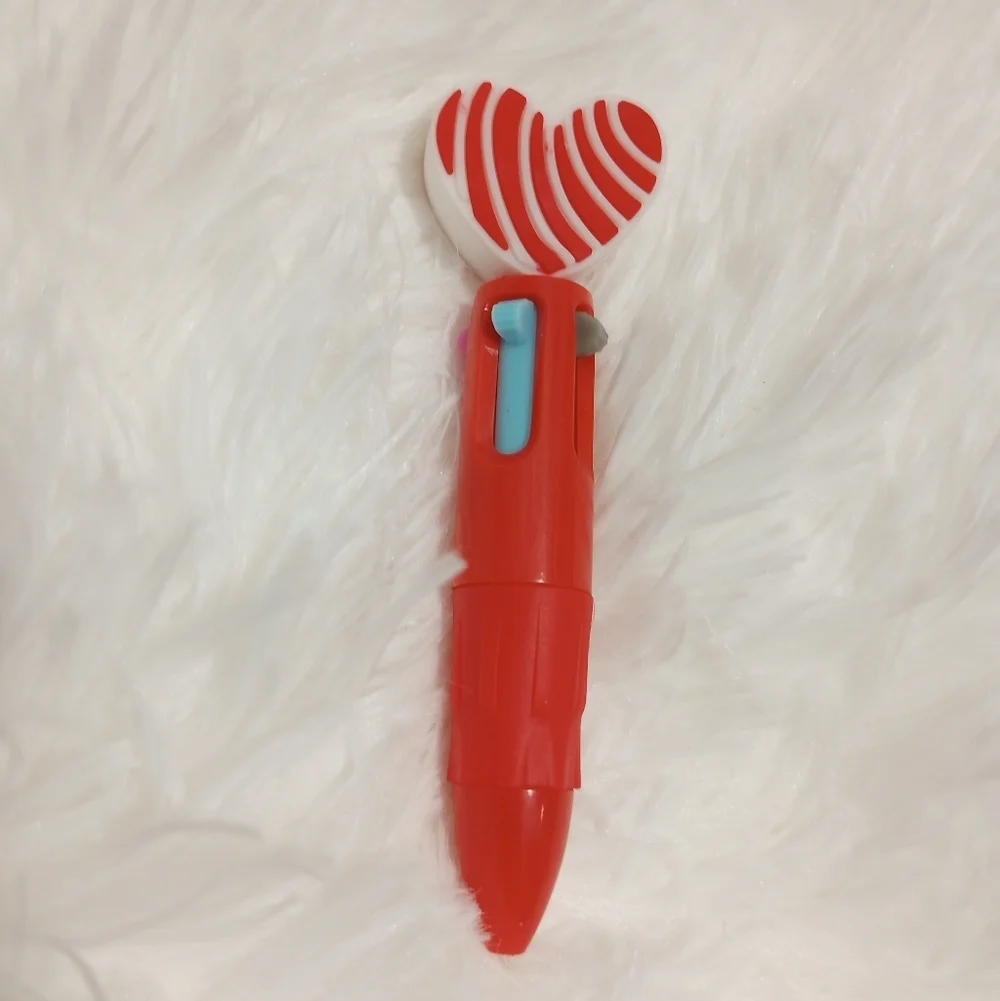 Ballpoint Heart-Shaped Red White 4 In One Ink Pen